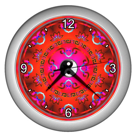 YinYang Wall Clock (Silver with 4 white numbers) from ArtsNow.com Front