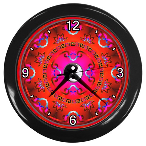 YinYang Wall Clock (Black with 4 white numbers) from ArtsNow.com Front