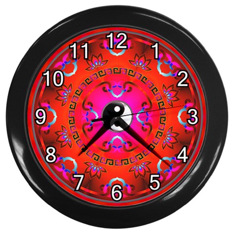 YinYang Wall Clock (Black with 12 white numbers) from ArtsNow.com Front