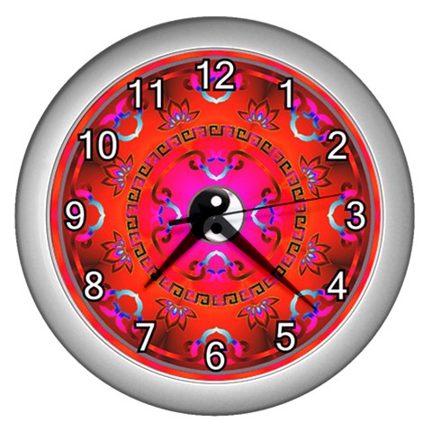 YinYang Wall Clock (Silver with 12 white numbers) from ArtsNow.com Front