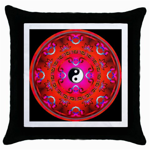 YinYang Throw Pillow Case (Black) from ArtsNow.com Front