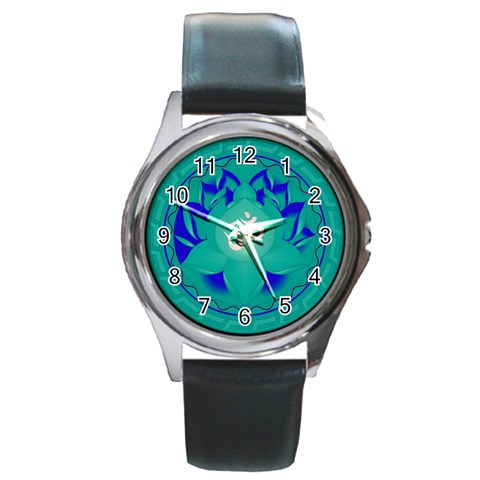 OM Lotus Round Metal Watch from ArtsNow.com Front