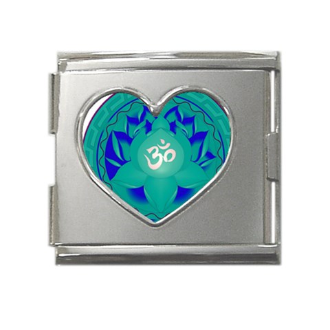 OM Lotus Mega Link Heart Italian Charm (18mm) from ArtsNow.com Front