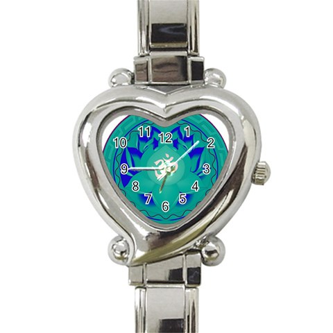 OM Lotus Heart Italian Charm Watch from ArtsNow.com Front