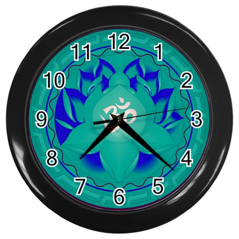 OM Lotus Wall Clock (Black with 12 black numbers) from ArtsNow.com Front