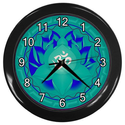 OM Lotus Wall Clock (Black with 12 white numbers) from ArtsNow.com Front