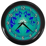 OM Lotus Wall Clock (Black with 12 white numbers)