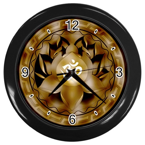 OM Lotus Wall Clock (Black with 4 black numbers) from ArtsNow.com Front