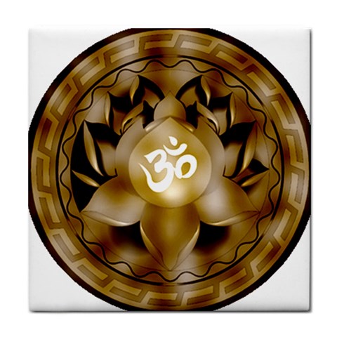 OM Lotus Tile Coaster from ArtsNow.com Front