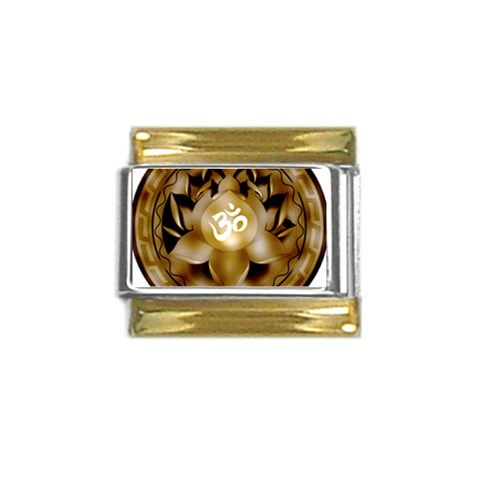 OM Lotus Gold Trim Italian Charm (9mm) from ArtsNow.com Front