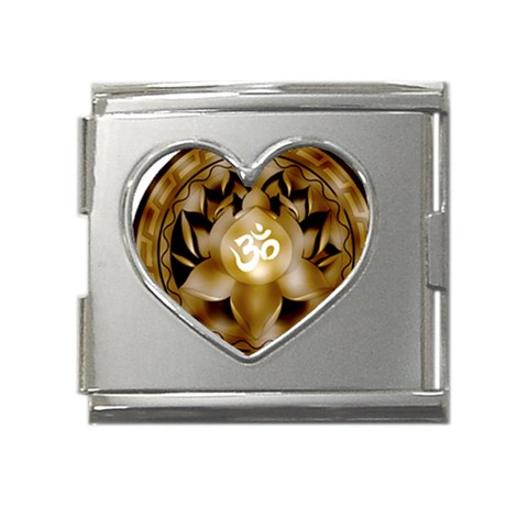 OM Lotus Mega Link Heart Italian Charm (18mm) from ArtsNow.com Front