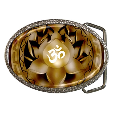 OM Lotus Belt Buckle from ArtsNow.com Front