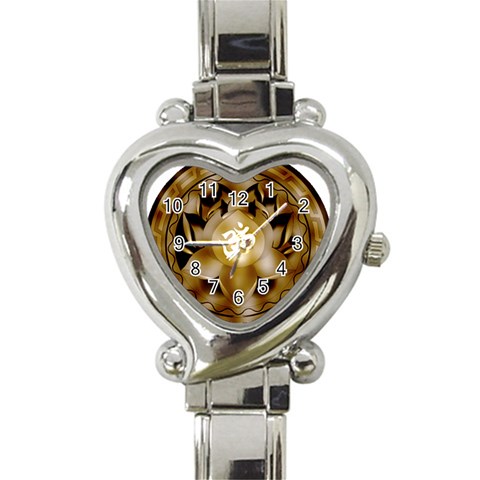 OM Lotus Heart Italian Charm Watch from ArtsNow.com Front