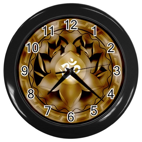 OM Lotus Wall Clock (Black with 12 black numbers) from ArtsNow.com Front