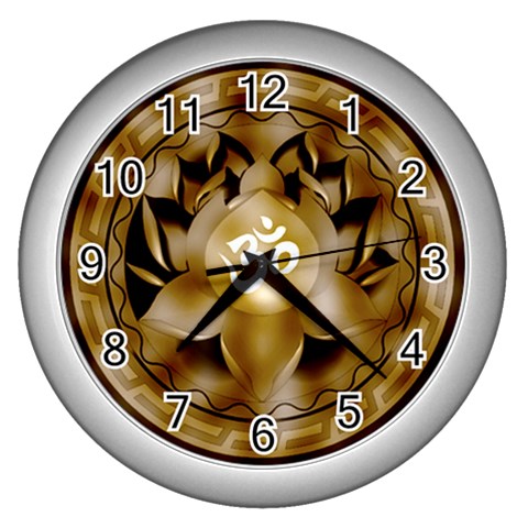 OM Lotus Wall Clock (Silver with 12 black numbers) from ArtsNow.com Front