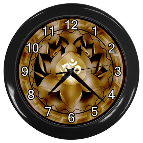 OM Lotus Wall Clock (Black with 12 white numbers) from ArtsNow.com Front