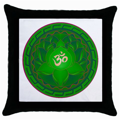 OM Lotus Throw Pillow Case (Black) from ArtsNow.com Front