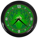 OM Lotus Wall Clock (Black with 4 black numbers)