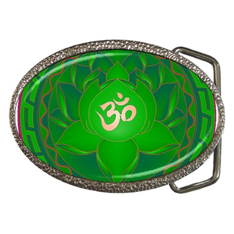 OM Lotus Belt Buckle from ArtsNow.com Front