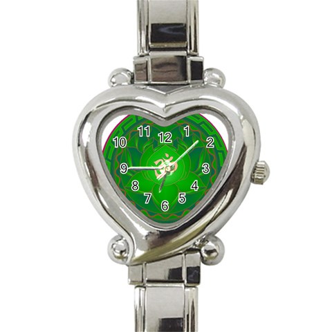 OM Lotus Heart Italian Charm Watch from ArtsNow.com Front