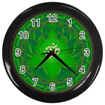 OM Lotus Wall Clock (Black with 12 black numbers)