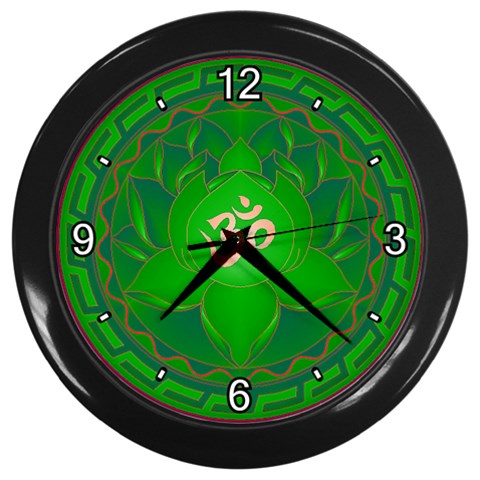 OM Lotus Wall Clock (Black with 4 white numbers) from ArtsNow.com Front