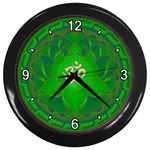 OM Lotus Wall Clock (Black with 4 white numbers)