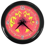 OM Lotus Wall Clock (Black with 4 black numbers)