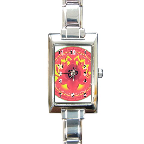 OM Lotus Rectangular Italian Charm Watch from ArtsNow.com Front