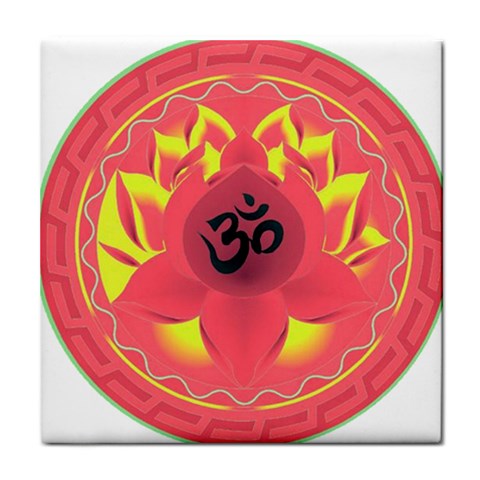 OM Lotus Tile Coaster from ArtsNow.com Front