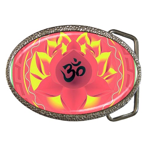 OM Lotus Belt Buckle from ArtsNow.com Front