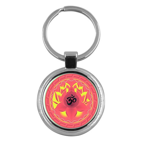 OM Lotus Key Chain (Round) from ArtsNow.com Front