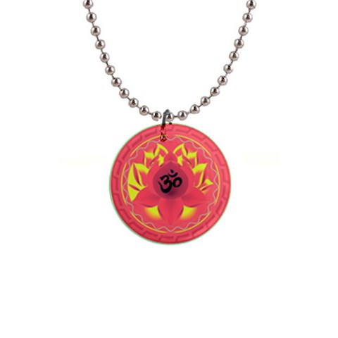 OM Lotus 1  Button Necklace from ArtsNow.com Front