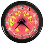 OM Lotus Wall Clock (Black with 12 black numbers)