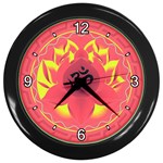 OM Lotus Wall Clock (Black with 4 white numbers)