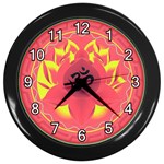 OM Lotus Wall Clock (Black with 12 white numbers)