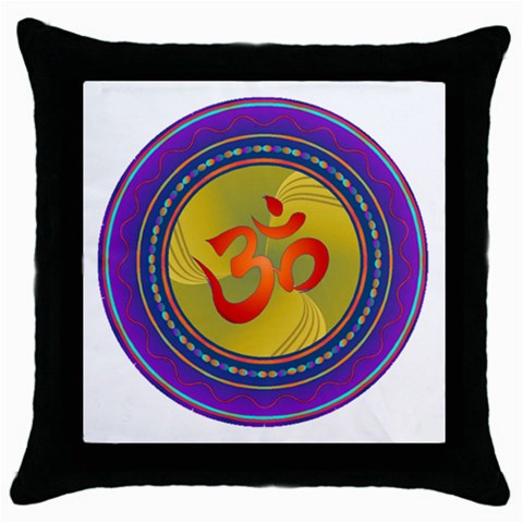 OM mandala Throw Pillow Case (Black) from ArtsNow.com Front