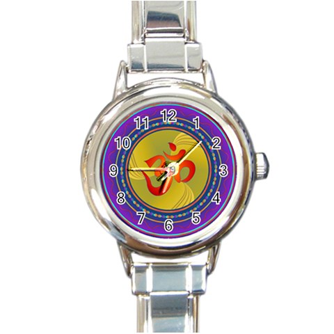 OM mandala Round Italian Charm Watch from ArtsNow.com Front