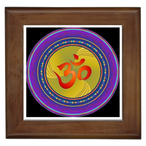 OM mandala Framed Tile from ArtsNow.com Front