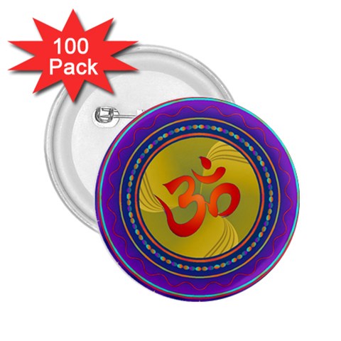 OM mandala 2.25  Button (100 pack) from ArtsNow.com Front