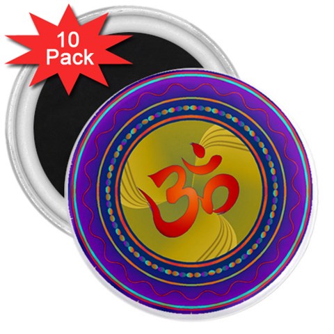 OM mandala 3  Magnet (10 pack) from ArtsNow.com Front