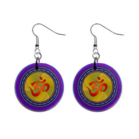 OM mandala 1  Button Earrings from ArtsNow.com Front