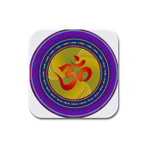 OM mandala Rubber Square Coaster (4 pack) from ArtsNow.com Front