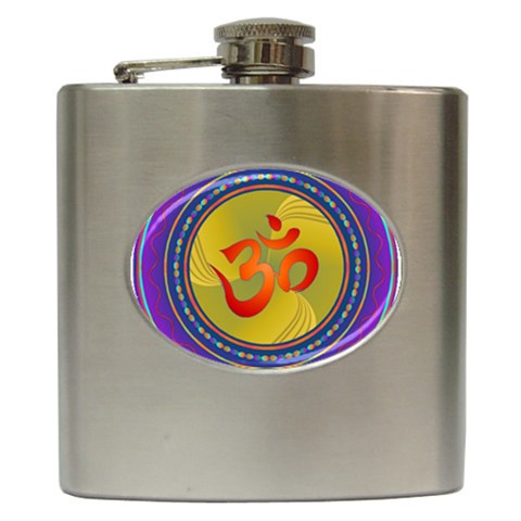 OM mandala Hip Flask (6 oz) from ArtsNow.com Front