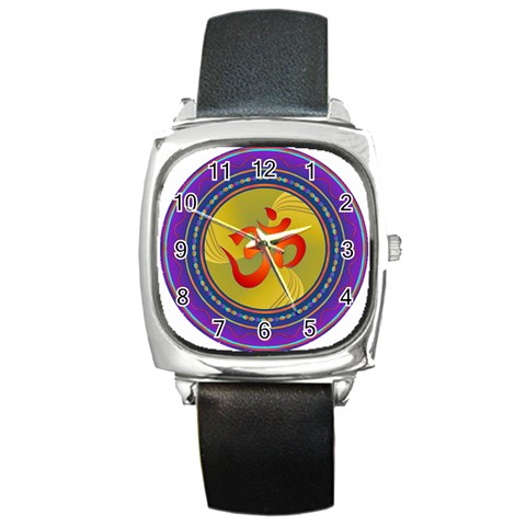 OM mandala Square Metal Watch from ArtsNow.com Front