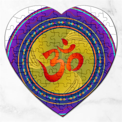 OM mandala Jigsaw Puzzle (Heart) from ArtsNow.com Front