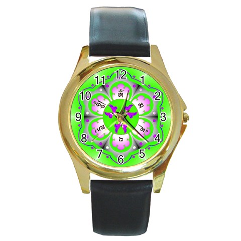 OMPH Round Gold Metal Watch from ArtsNow.com Front