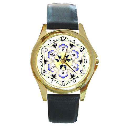 OMPH Round Gold Metal Watch from ArtsNow.com Front