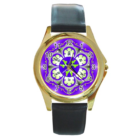 OMPH Round Gold Metal Watch from ArtsNow.com Front