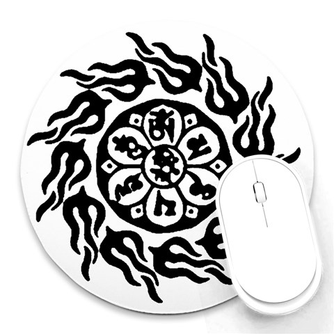 OMPH B&W Round Mousepad from ArtsNow.com Front